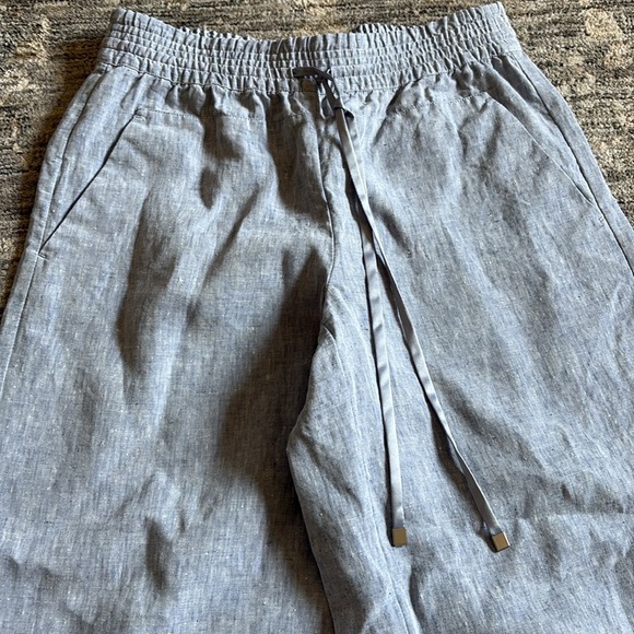 Lafayette 148 Casual blue/ Gray Wide-Leg 100% linen cropped Pants- size P - Picture 2 of 5